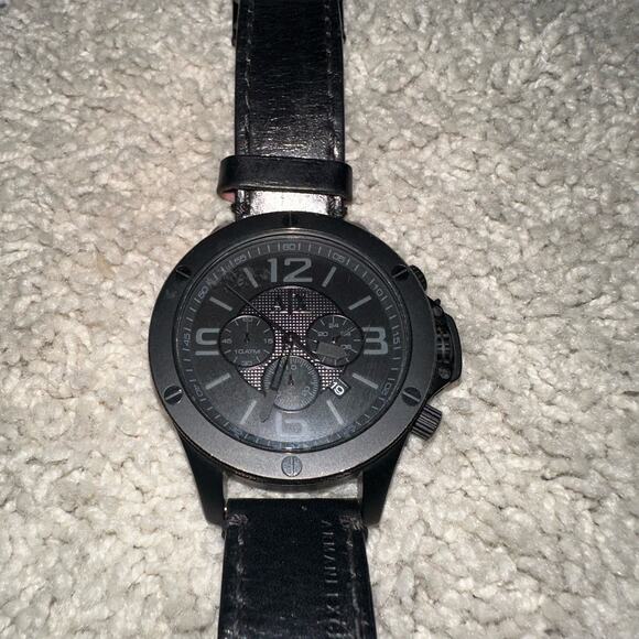 Armani Exchange Chronograph Black Leather Watch AX1508 - Picture 2 of 4